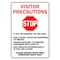 Signmission Public Safety, 7" Height, 10" Width, Decal, 10" W, 7" H, Stop Visitor Precautions OS-NS-D-710-25484 - alternate 1